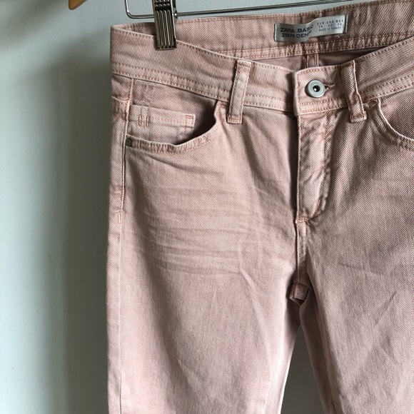 Zara light pink raw hem straight leg jean - Picture 2 of 5